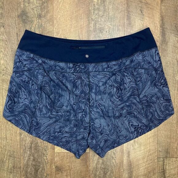 Athleta Run With It Printed 3.5" Shorts In‎ Fluidity Medieval Violet Swirl Sz 3X - Picture 2 of 10